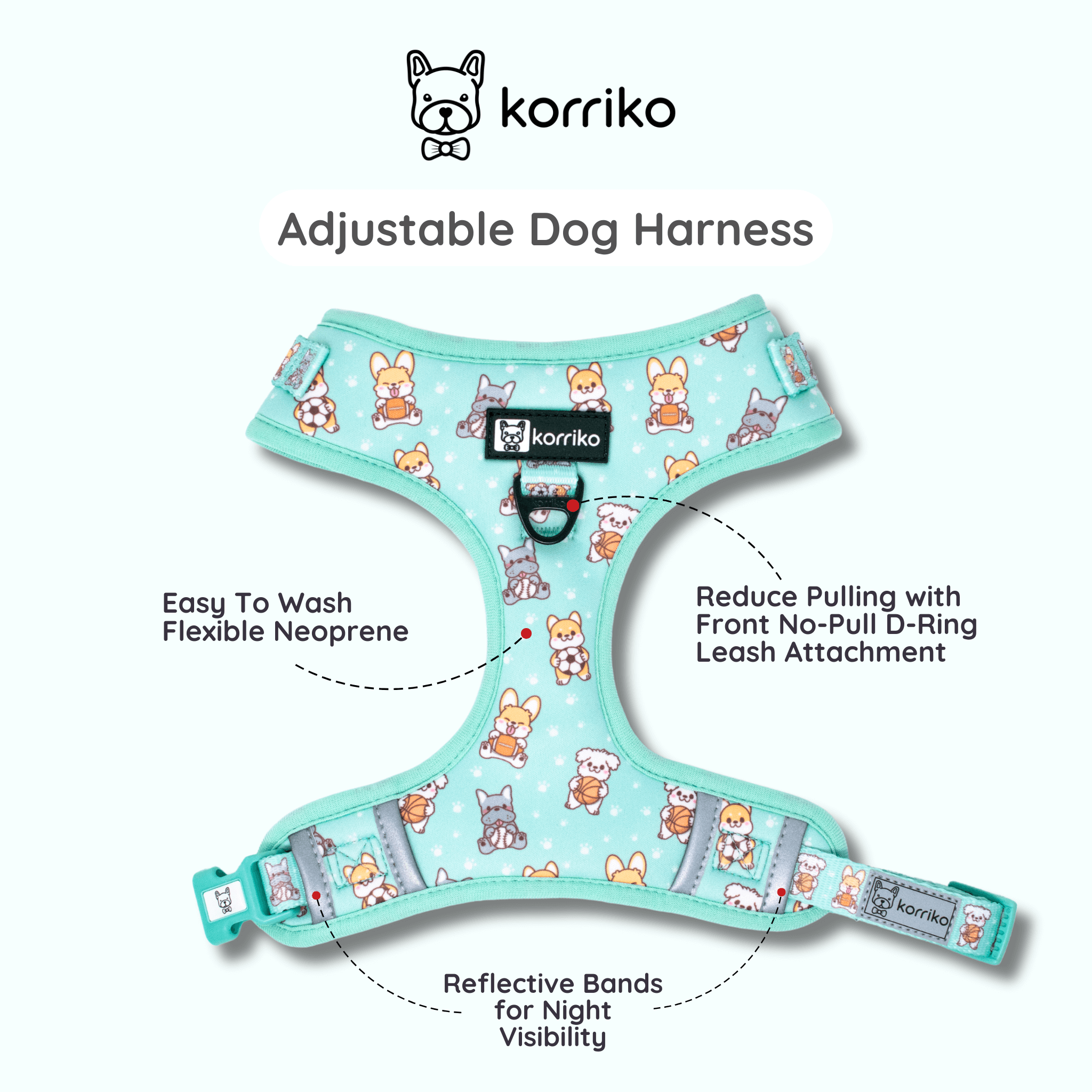 Adjustable Dog Harness - Dream Team (SECONDS - FINAL SALE)