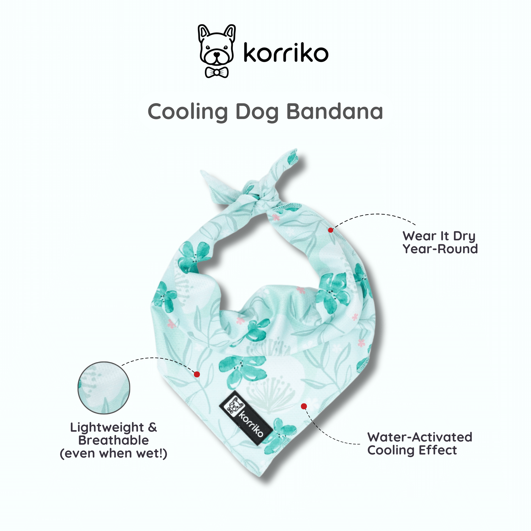 Cooling Dog Bandana - Mint Sakura (Final Sale)
