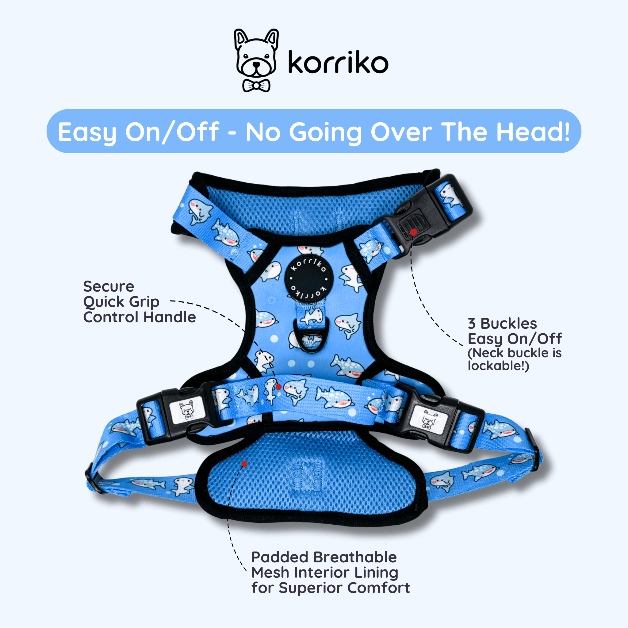 Ultimate Exploration No-Pull Harness Bundle Set - Shark (4-Piece)