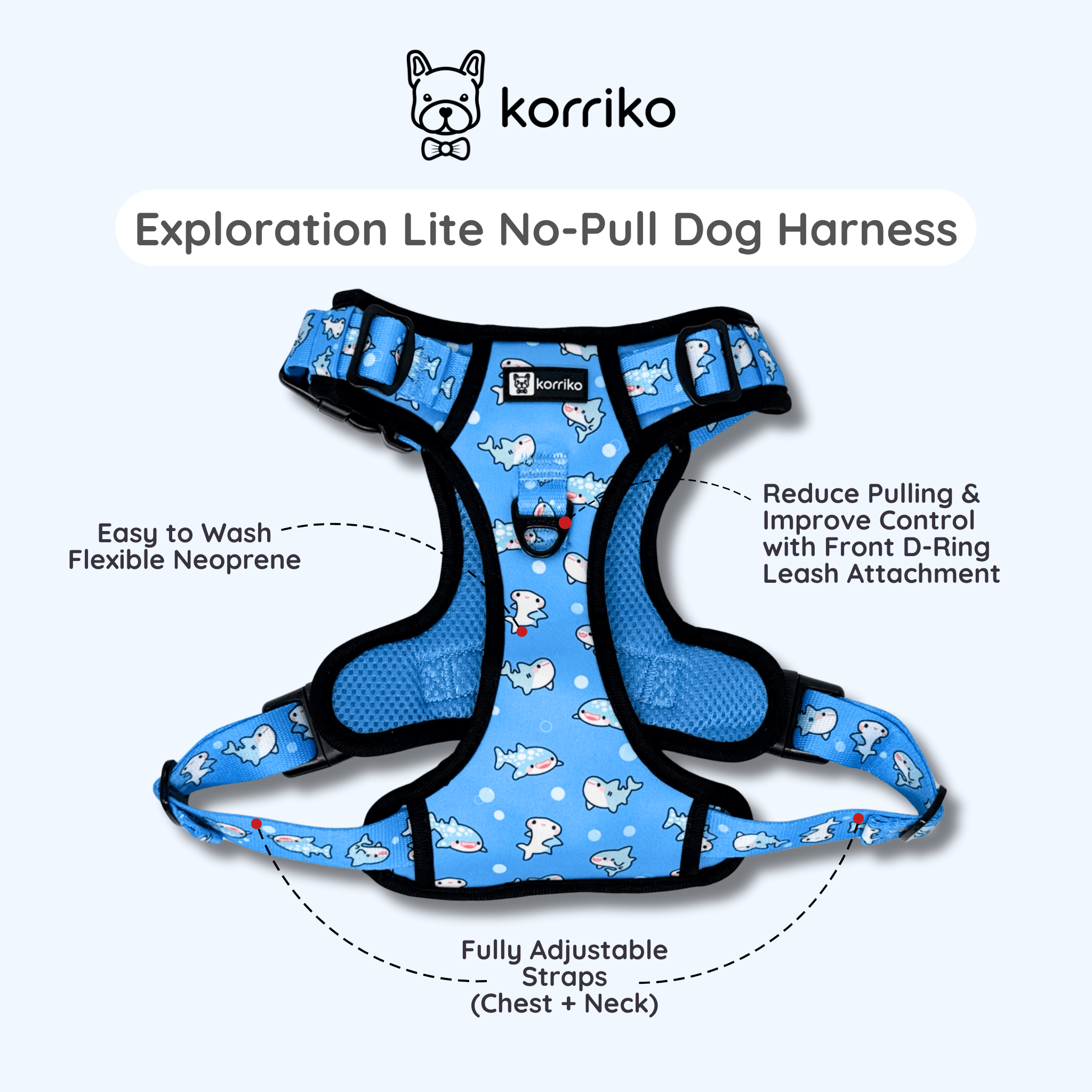 Ultimate Exploration No-Pull Harness Bundle Set - Shark (4-Piece)