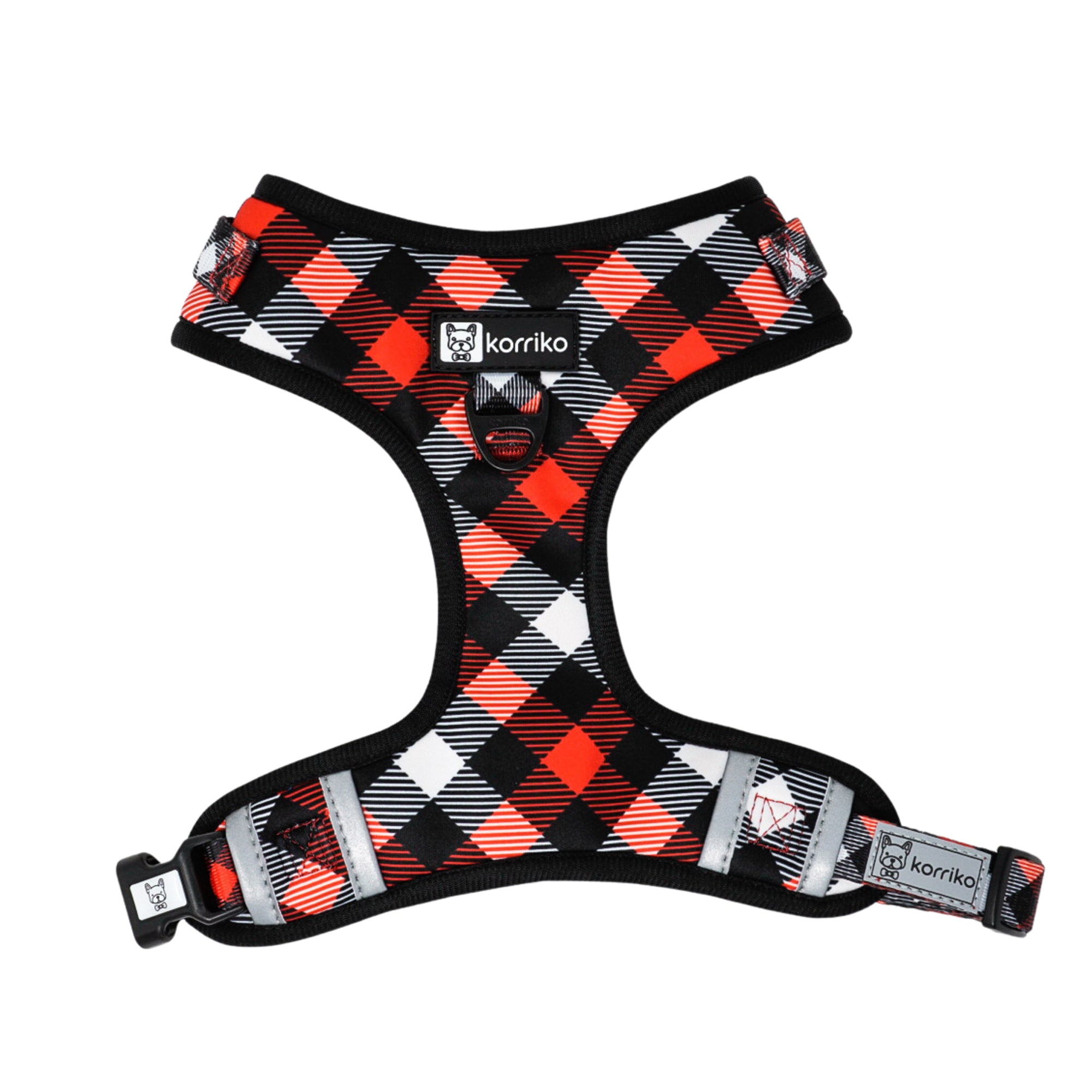 Adjustable Dog Harness - Red Plaid